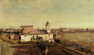  trinita art painting - Rome the Trinita dei Monti View from the Villa Medici plein air Romanticism Jean Baptiste Camille Corot